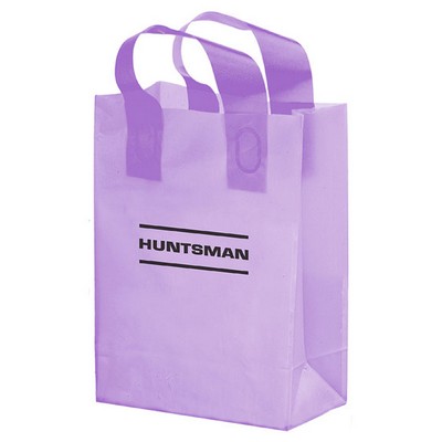 Frosted Soft Loop Plastic Shopper Bag w/Insert (10"x5"x13")